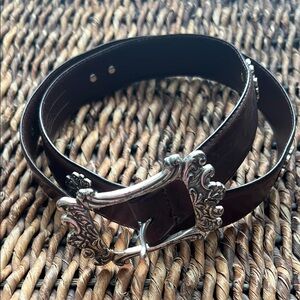 Fossil Brown Leather Belt with Silver Buckle